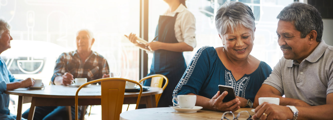 a couple using a mobile phone