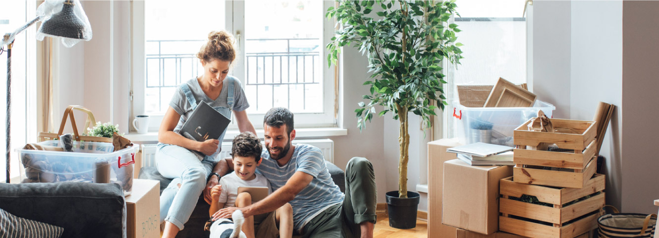 A happy family in new home