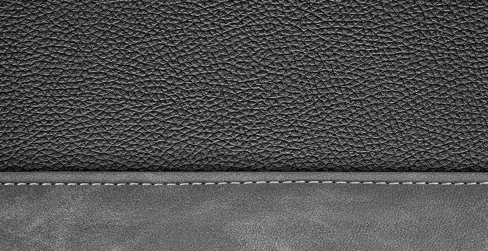 grey leather with suede and stitching